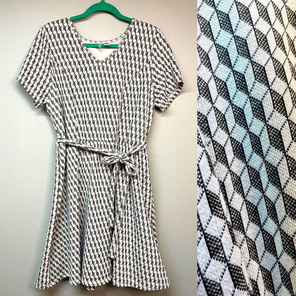 Kaktus Geo-Print Fit & Flare Dress, size XL